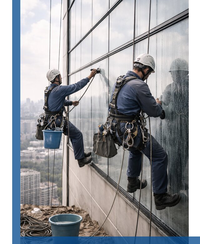 Профессиональная мойка фасадных окон альпинистами в Бугуруслане