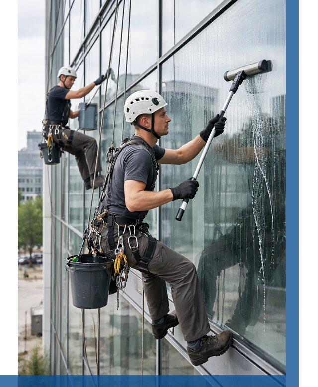 Мойка витражей альпинистами в Бугуруслане от 713 р. под ключ|ВЫСОТНИК-Бгр