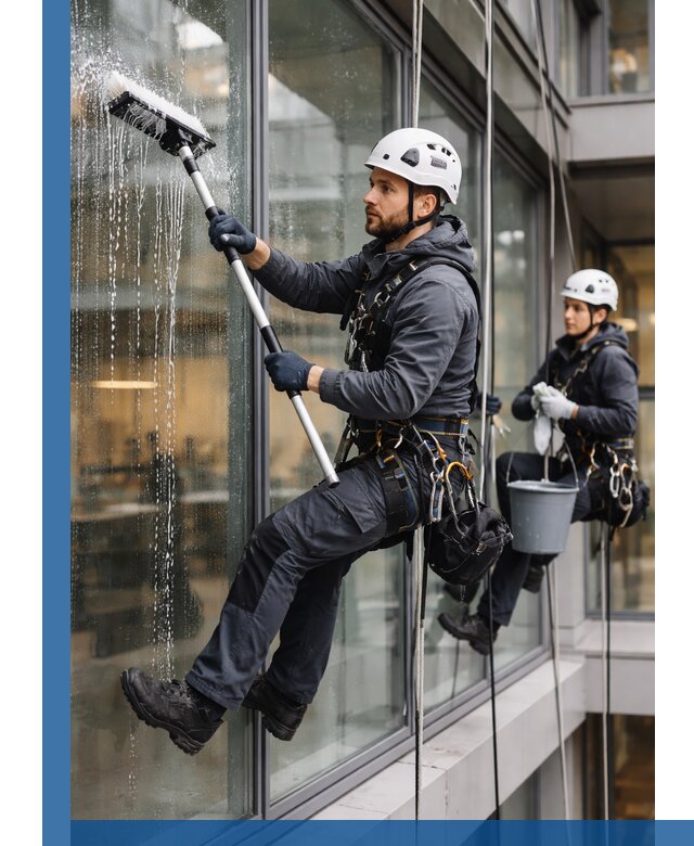 Профессиональная мойка витражей промышленными альпинистами в Бугуруслане