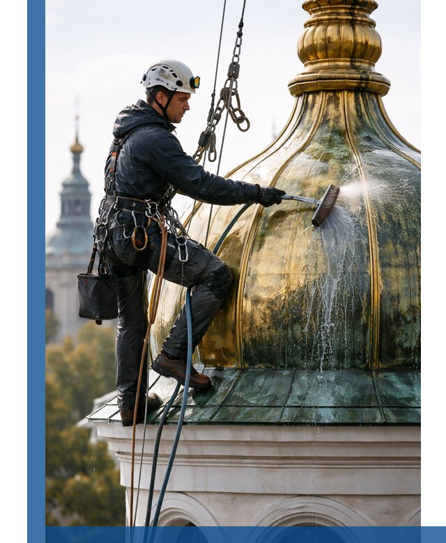 Профессиональная мойка куполов и шпилей высотными альпинистами в Бугуруслане