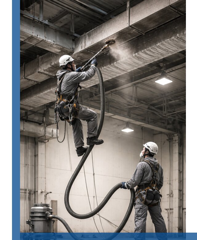 Обеспыливание потолочных конструкций в Бугуруслане промышленным альпинизмом