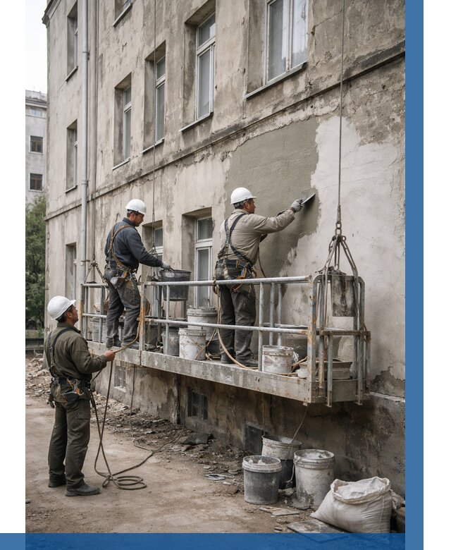 Капитальный ремонт фасада в Бугуруслане от 4280 р. | ВЫСОТНИК-Бгр