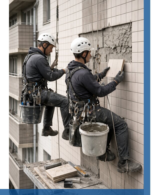 Ремонт облицовки фасада плиткой в Бугуруслане от 1834 р. | ВЫСОТНИК-Бгр