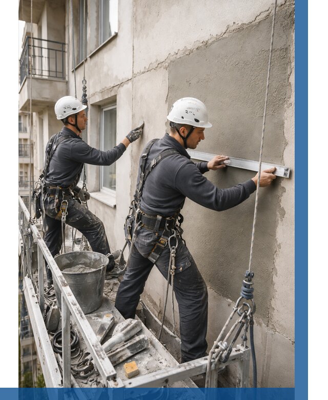 Штукатурка фасада на высоте в Бугуруслане от 917 р. | ВЫСОТНИК-Бгр