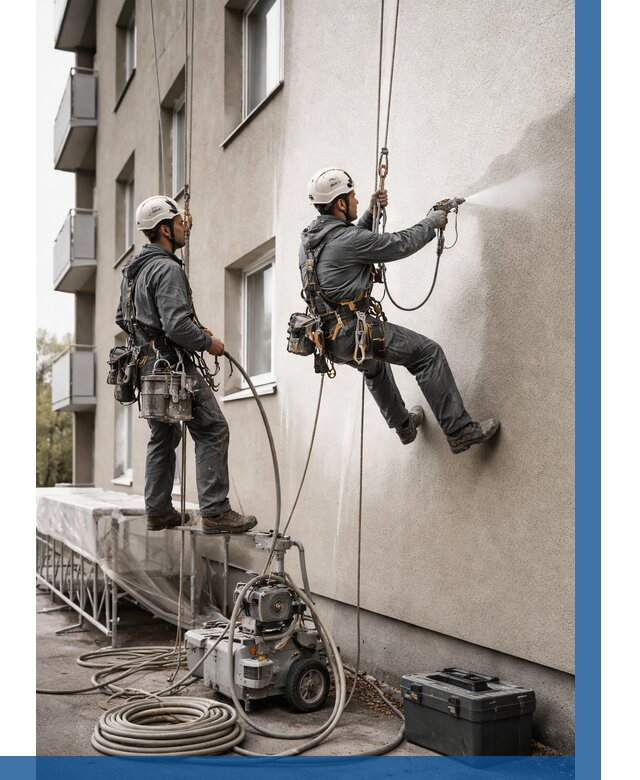 Безвоздушная покраска фасада в Бугуруслане от 224 р/м² | ВЫСОТНИК-Бгр