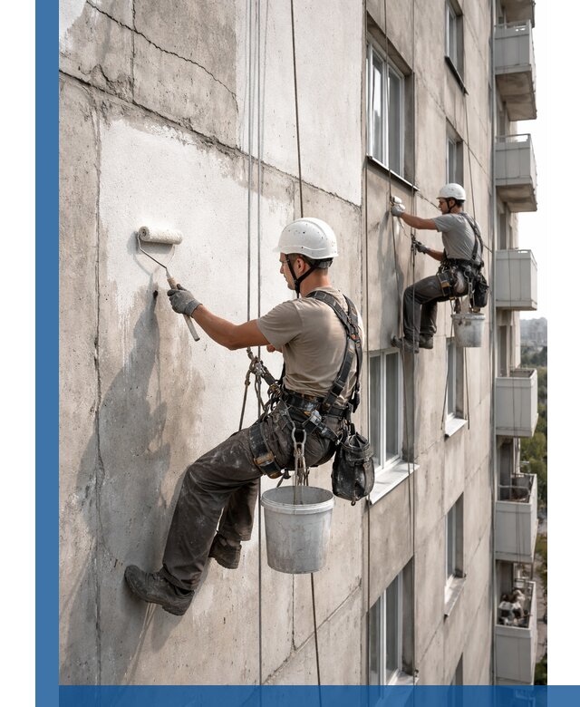 Покраска бетонного фасада в Бугуруслане для жилых и промышленных объектов