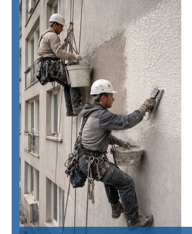 Нанесение декоративной штукатурки короед на фасад в Бугуруслане