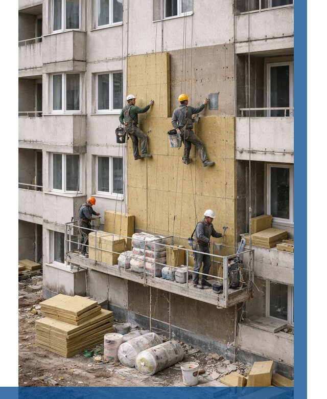 Утепление фасада минватой в Бугуруслане от 1529 р. | ВЫСОТНИК-Бгр