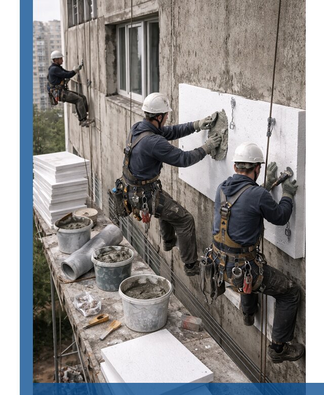 Утепление фасада пенополистиролом в Бугуруслане под ключ