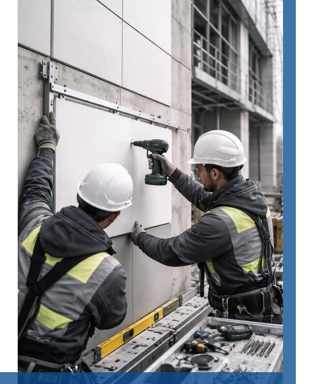 Монтаж композитных панелей фасада в Бугуруслане от 2548 р. | ВЫСОТНИК-Бгр