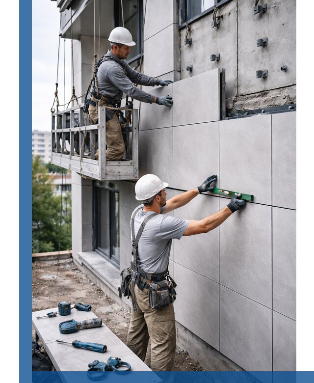 Монтаж керамогранита на фасад в Бугуруслане под ключ с гарантией качества