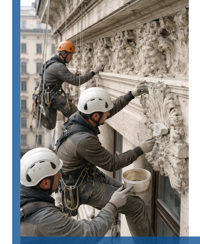 Реставрация фасадной лепнины с высотными работами в Бугуруслане