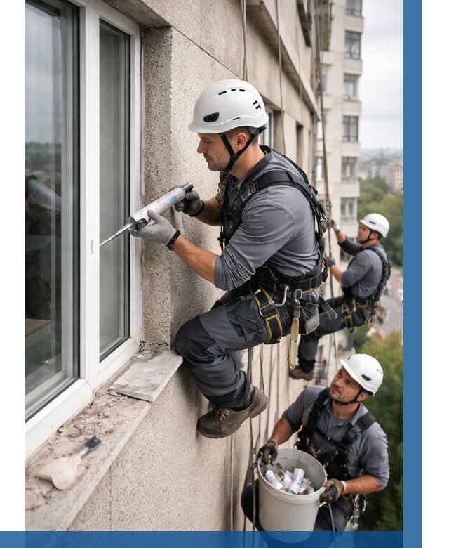 Герметизация оконных швов снаружи в Бугуруслане от 1529 р. | ВЫСОТНИК-Бгр