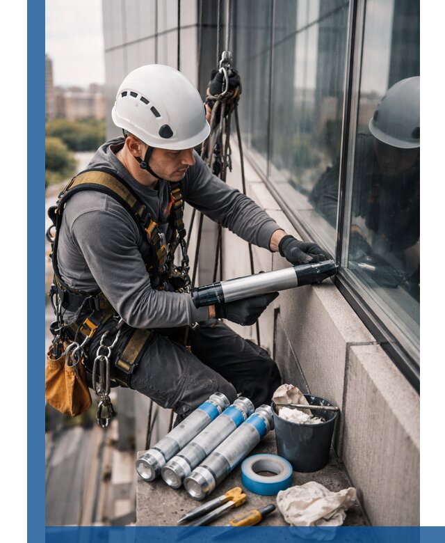 Герметизация стыков витража в Бугуруслане для герметичных фасадов
