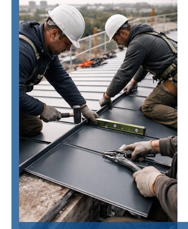 Монтаж фальцевой кровли в Бугуруслане для промышленных зданий