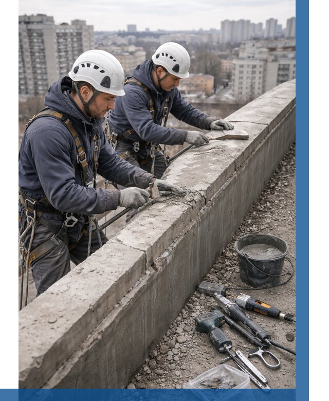 Ремонт парапета на кровле в Бугуруслане от 1529 р. | ВЫСОТНИК-Бгр
