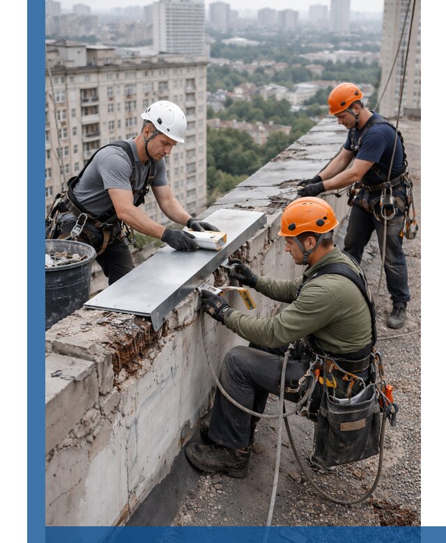 Ремонт парапета на кровле в Бугуруслане, высотные работы с гарантией