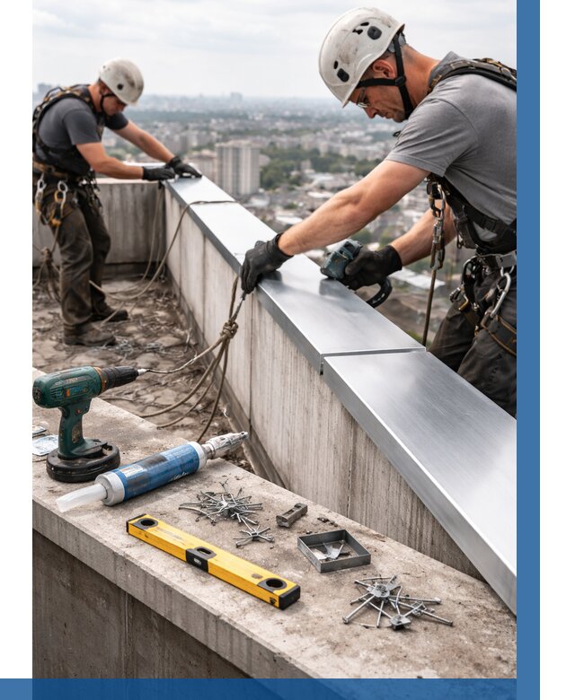 Монтаж парапетных крышек в Бугуруслане от 815 р. | ВЫСОТНИК-Бгр