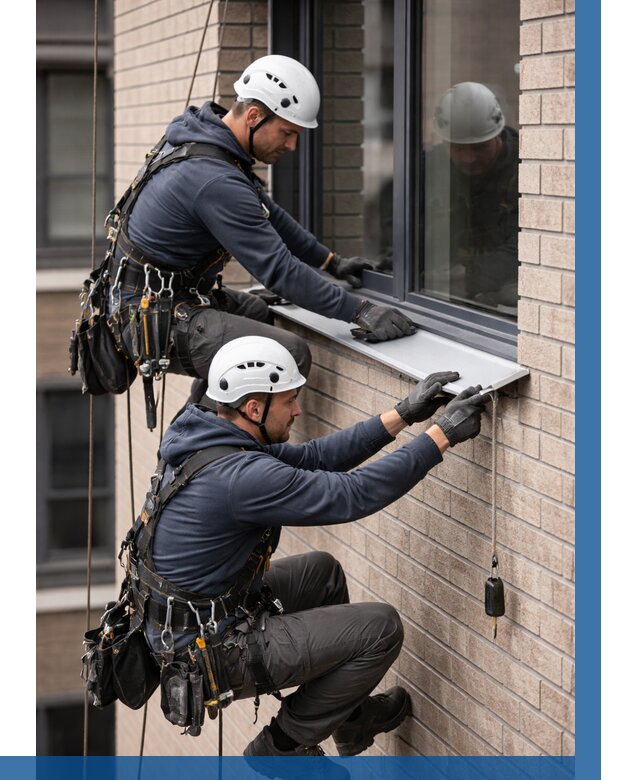 Монтаж оконных отливов под ключ в Бугуруслане от 3567 р. | ВЫСОТНИК-Бгр