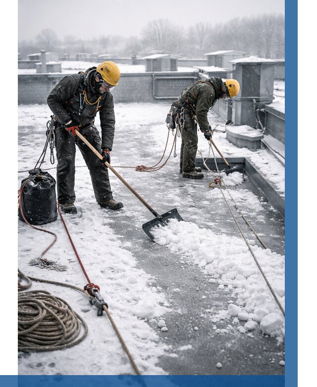 Очистка крыши от снега в Бугуруслане от 7643 р. | ВЫСОТНИК-Бгр