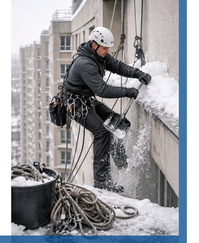 Очистка карнизов от снега в Бугуруслане от 306 р. | ВЫСОТНИК-Бгр