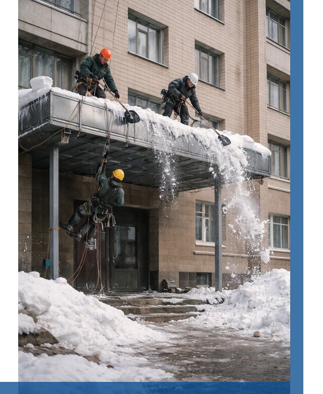 Очистка козырьков от снега в Бугуруслане от 3567 р. | ВЫСОТНИК-Бгр