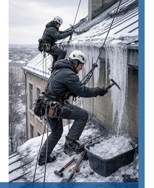 Удаление наледи с кровли в Бугуруслане от 5605 р. | ВЫСОТНИК-Бгр