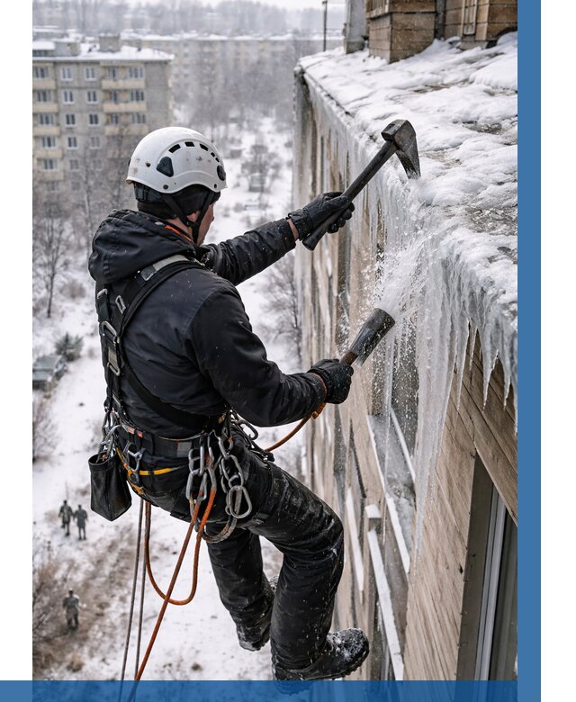 Сбивание сосулек с крыши в Бугуруслане по цене от 4586 р. | ВЫСОТНИК-Бгр