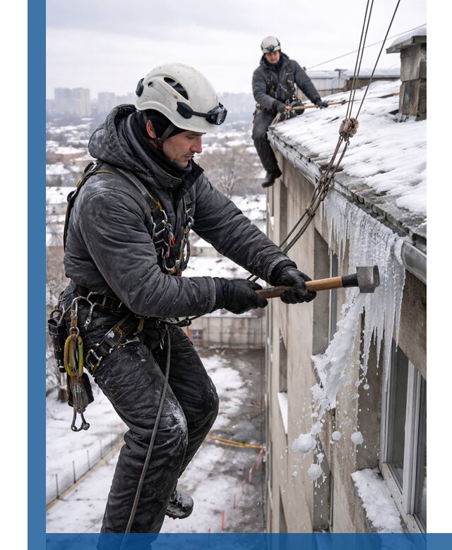 Сбивание и удаление сосулек с крыши в Бугуруслане безопасно