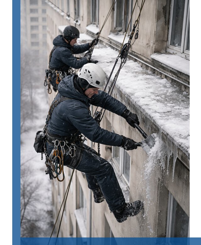 Удаление наледи и сосулек с карнизов в Бугуруслане профессионально