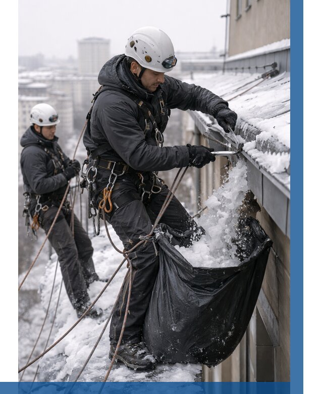 Аварийная очистка крыши в Бугуруслане под ключ от 306 р. | ВЫСОТНИК-Бгр