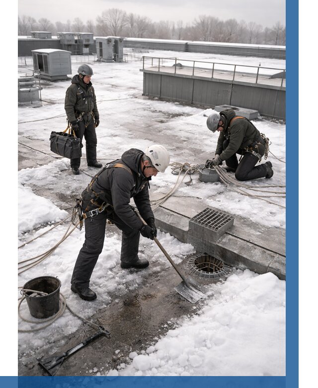 Абонентское обслуживание кровли зимой в Бугуруслане от 8152 р. | ВЫСОТНИК-Бгр