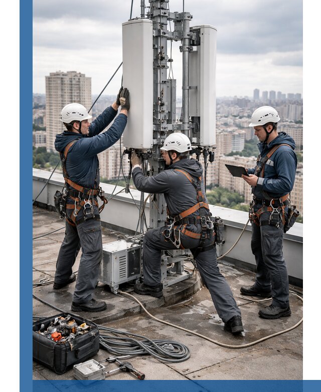 Монтаж антенн связи на крыше в Бугуруслане с вводом в эксплуатацию