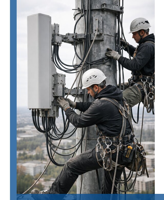 Монтаж оборудования связи на мачте в Бугуруслане с пусконаладкой