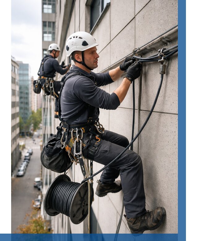 Прокладка кабеля по фасаду в Бугуруслане от 357 р. | ВЫСОТНИК-Бгр