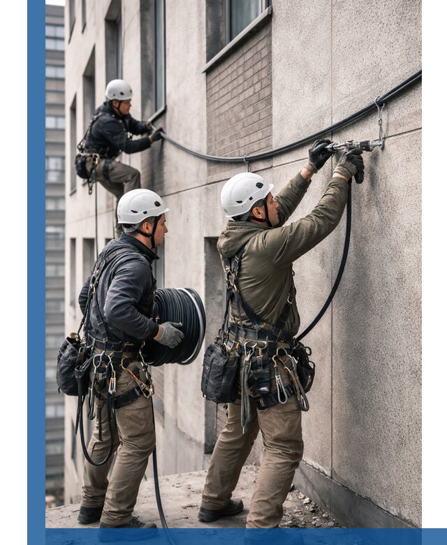 Прокладка кабеля по фасаду в Бугуруслане, профессиональный монтаж