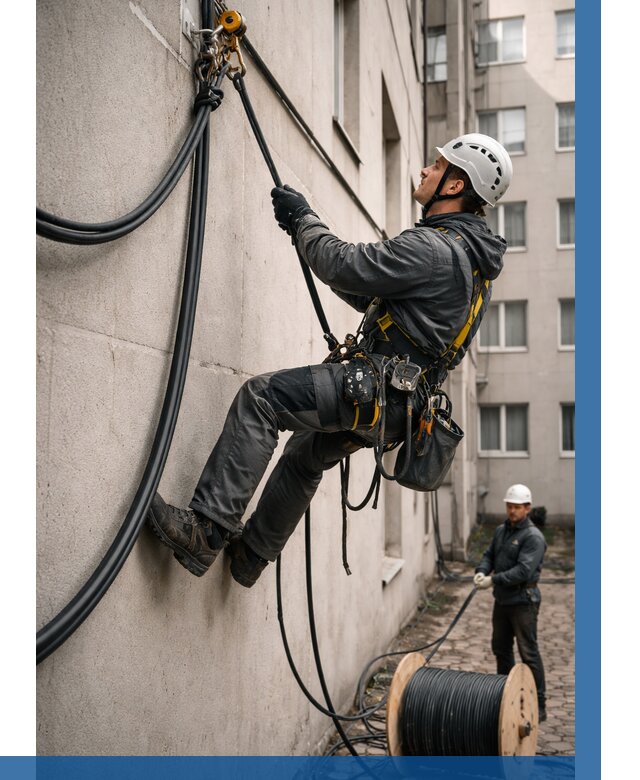 Протяжка кабеля питания на высоте в Бугуруслане от 459 р. | ВЫСОТНИК-Бгр