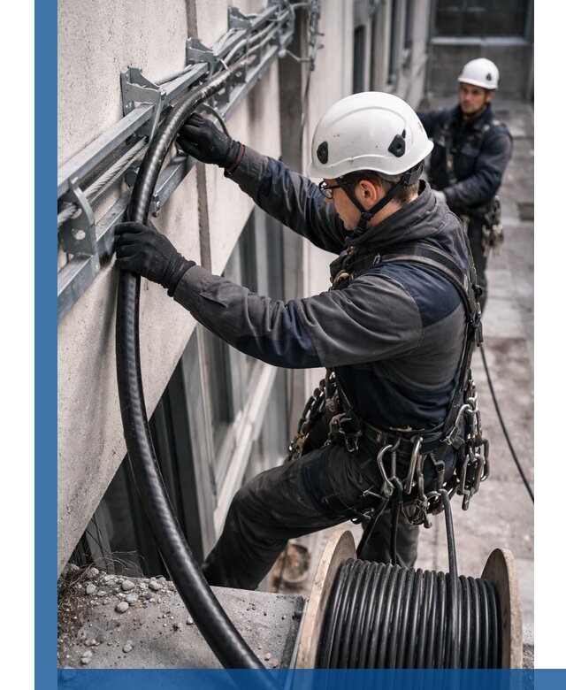 Протяжка кабеля питания на высоте в Бугуруслане с гарантией безопасности и качества