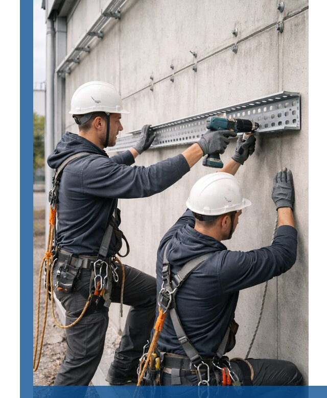 Монтаж кабельных лотков на фасаде зданий в Бугуруслане с гарантией