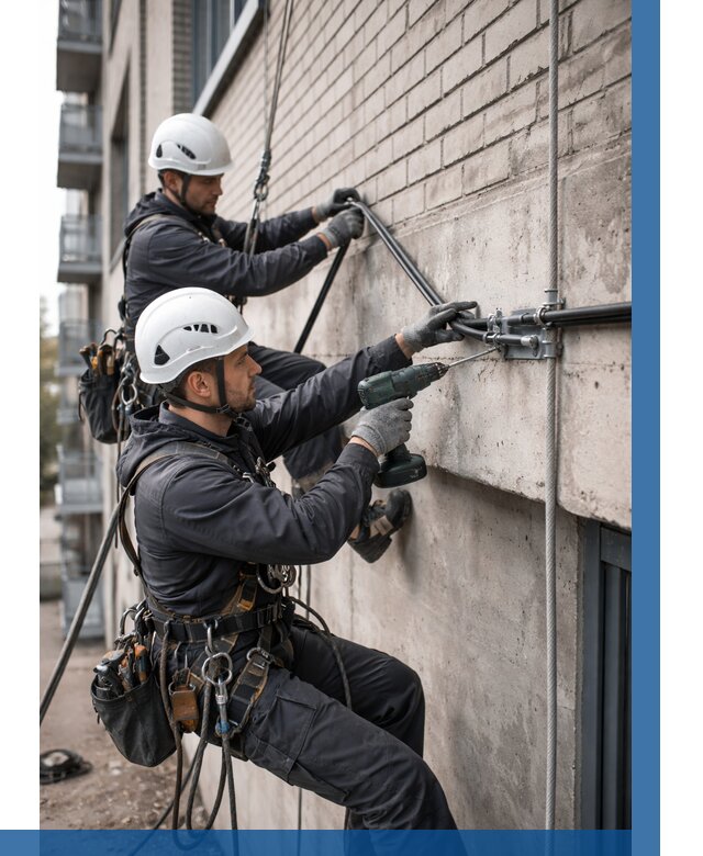 Крепление кабеля на фасаде в Бугуруслане от 357 р. | ВЫСОТНИК-Бгр