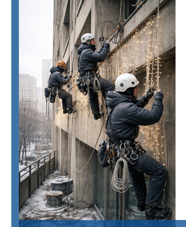 Монтаж новогодней иллюминации и украшение фасадов в Бугуруслане