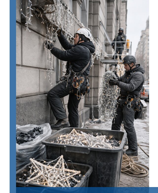 Демонтаж новогоднего оформления и гирлянд в Бугуруслане