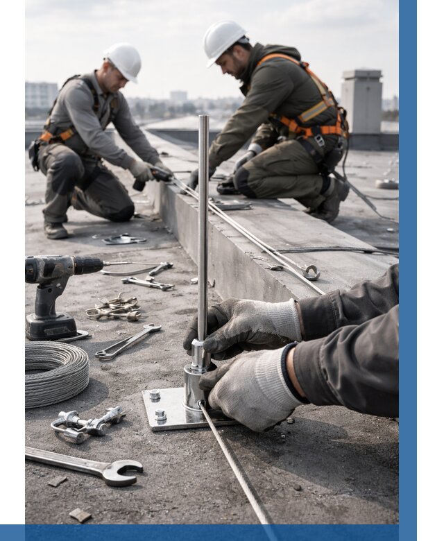 Монтаж молниезащиты на кровле в Бугуруслане цена от 25475 р. | ВЫСОТНИК-Бгр