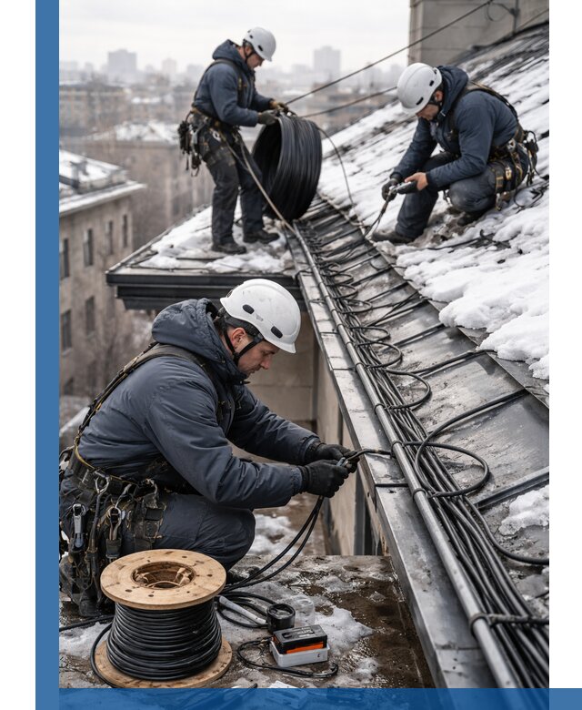 Монтаж греющего кабеля на кровле в Бугуруслане под ключ