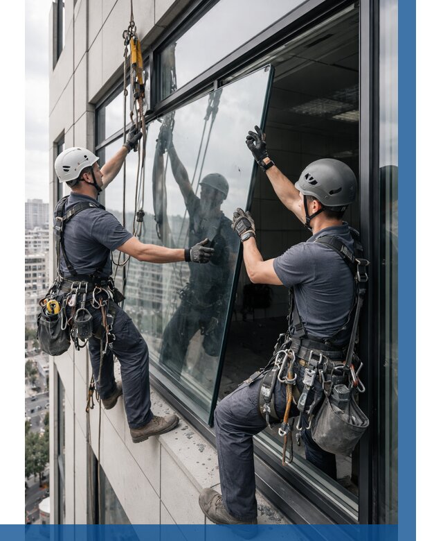 Замена стеклопакетов на высоте в Бугуруслане от 5605 р. | ВЫСОТНИК-Бгр