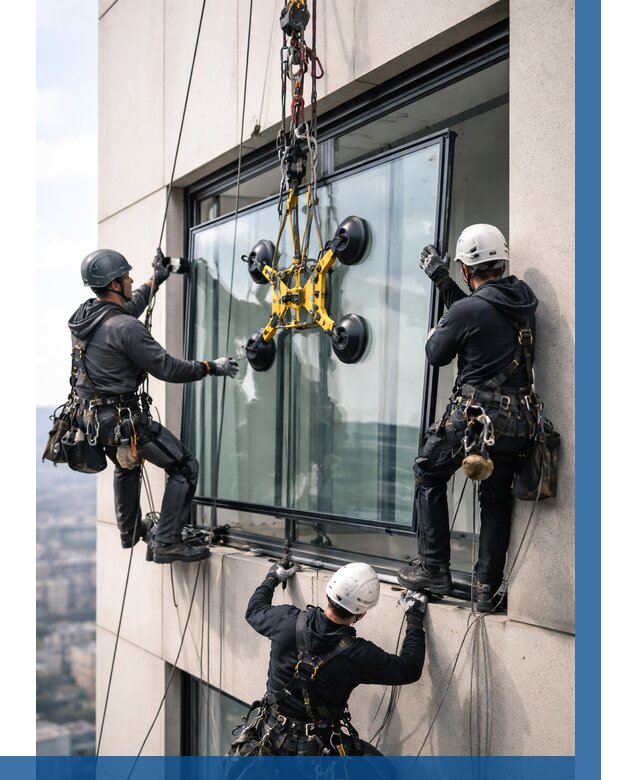 Монтаж стеклопакетов на высоте в Бугуруслане от 3261 р. | ВЫСОТНИК-Бгр