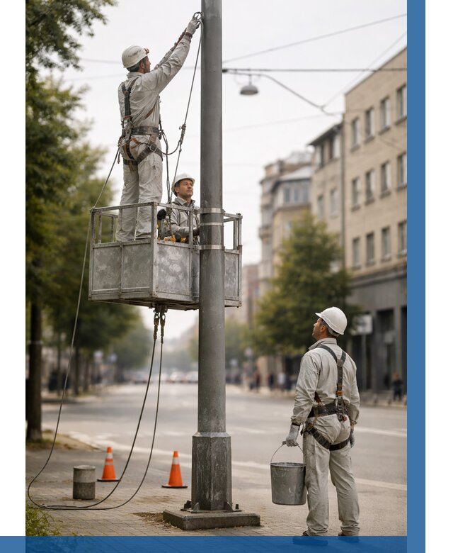 Покраска опор освещения в Бугуруслане от 5095 р. | ВЫСОТНИК-Бгр