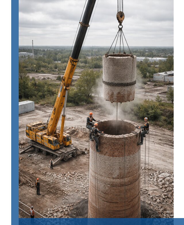 Демонтаж дымовой трубы в Бугуруслане с гарантиями безопасности