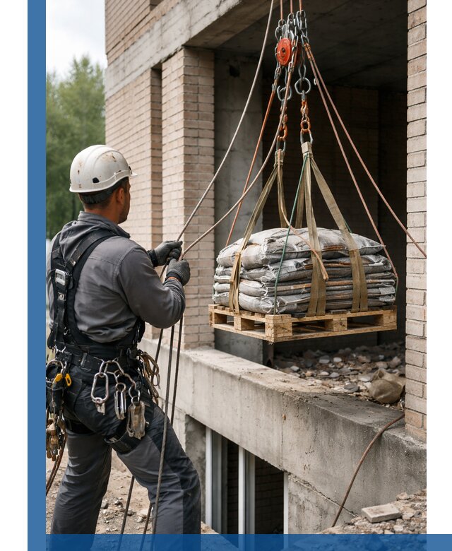 Подъем материалов на этаж веревками в Бугуруслане оперативно