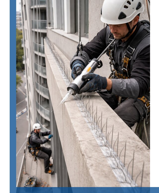 Установка шипов от птиц на фасадах и кровлях в Бугуруслане